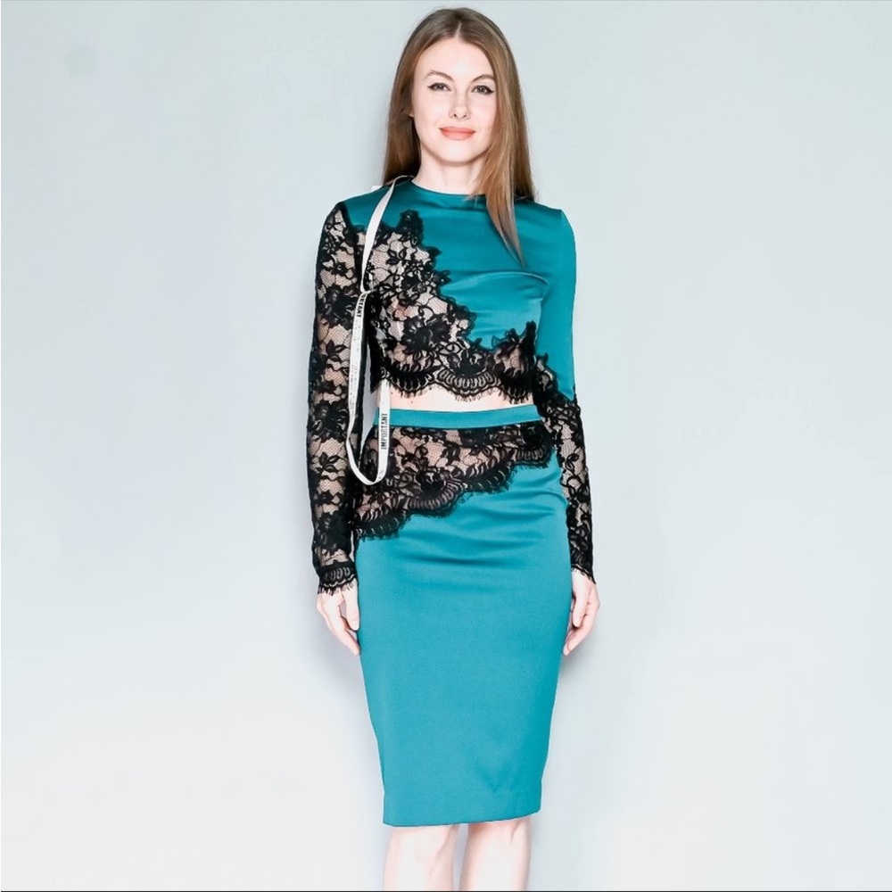 HOUSE OF CB Thandi Teal Skirt & Top Set NWT